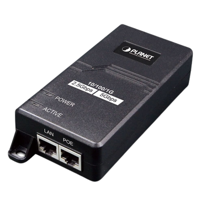 Inyector PoE / 802.3af/at / 30 W / Puertos 10/100/1000Mbps/2.5G/5G / Alcance 100 m (328 ft) — PLANET · SKU POE-165