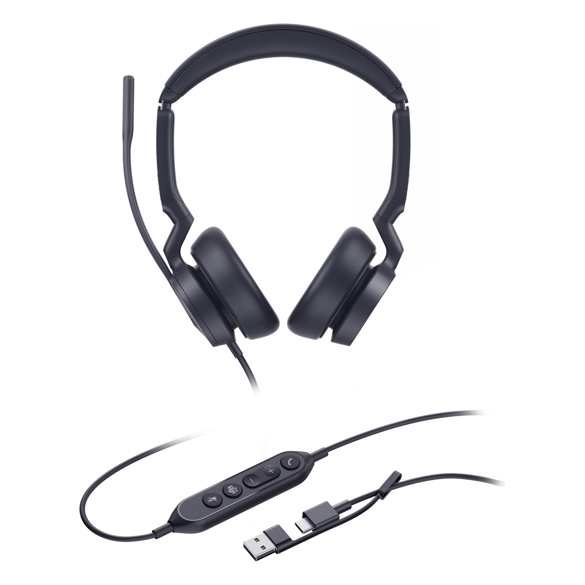 Auriculares Profesionales USB / Cancelación de Ruido IA con 3 Micrófonos / Altavoz 35 mm con EQ Dinámico / USB-C/A Plug-and-Play / Indicador de Ocupado / Compatible Microsoft Teams — YEALINK · SKU UH46-DUAL-TEAMS-USB-C/A