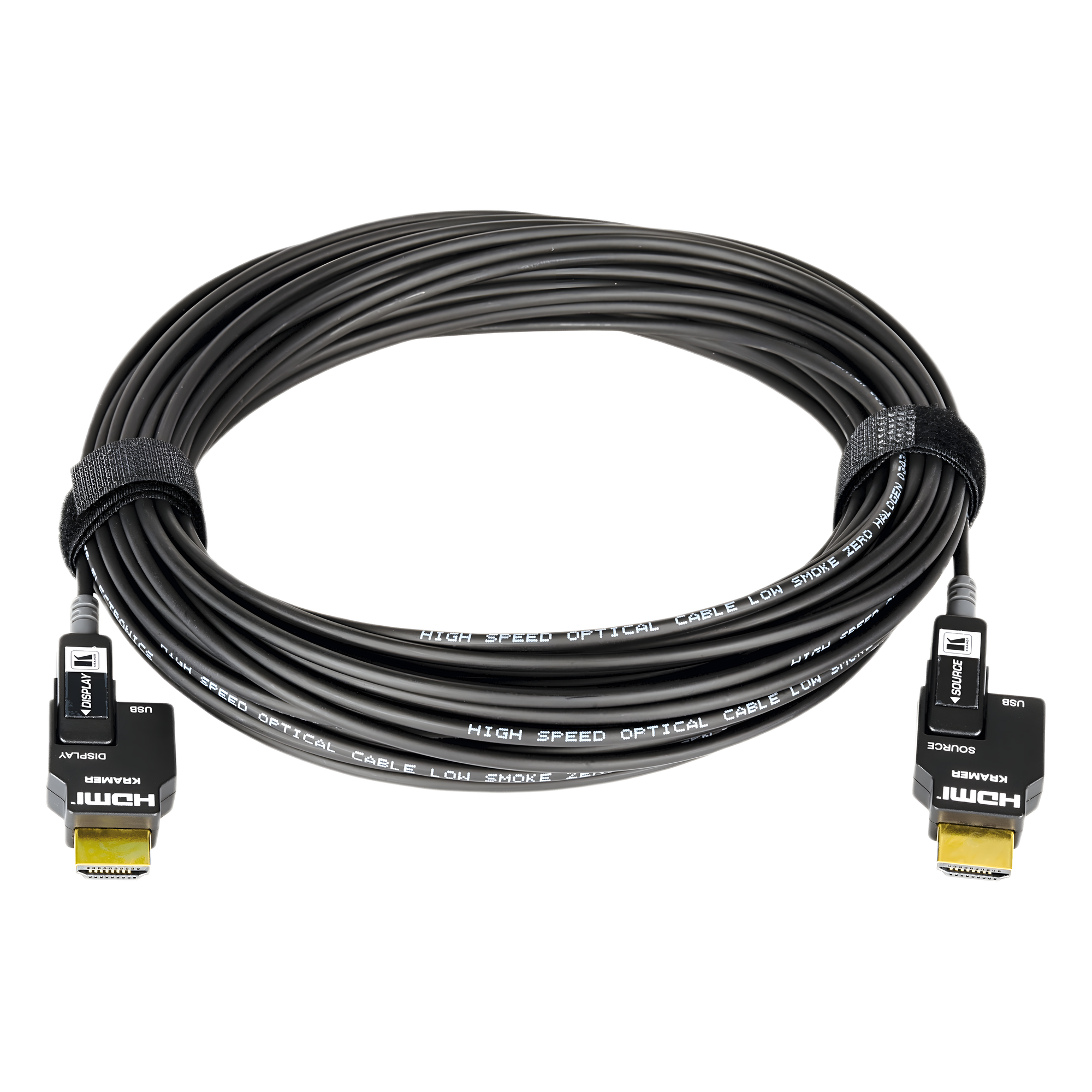 Cable HDMI Activo Óptico / 4K@60Hz 4:4:4 / 18 Gbps / Terminales Micro-HDMI Desmontables / Fibra Óptica / LSHH / 20 m (65.6 ft) — KRAMER · SKU CLS-AOCH/60-66