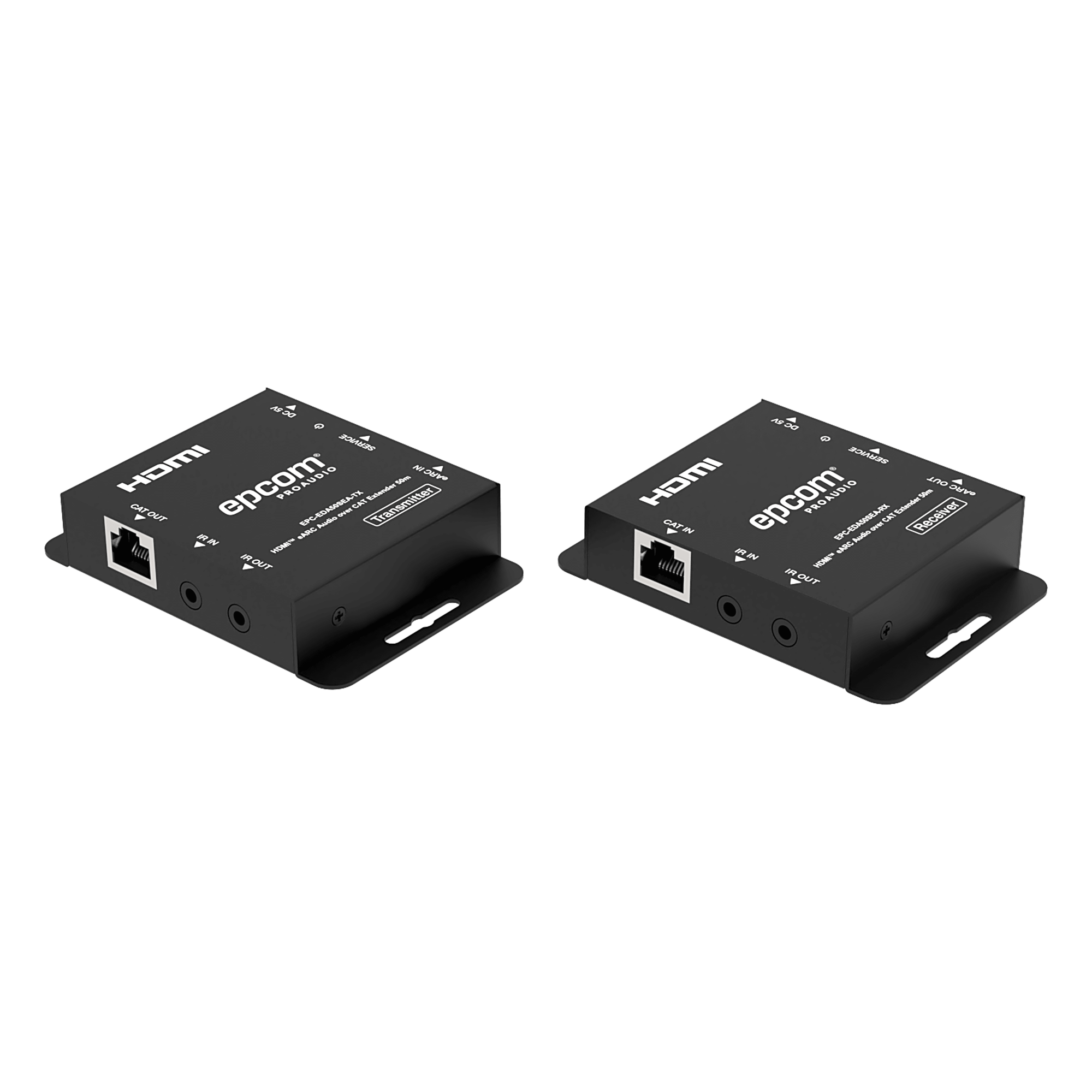 Extensor Audio HDMI eARC / 50 m (164 ft) / CAT5e/6 / Dolby Atmos / DTS-HD / IR Bidireccional / CEC Passthrough / Carcasa Metálica — EPCOM PROAUDIO · SKU EPC-EDA50SEA