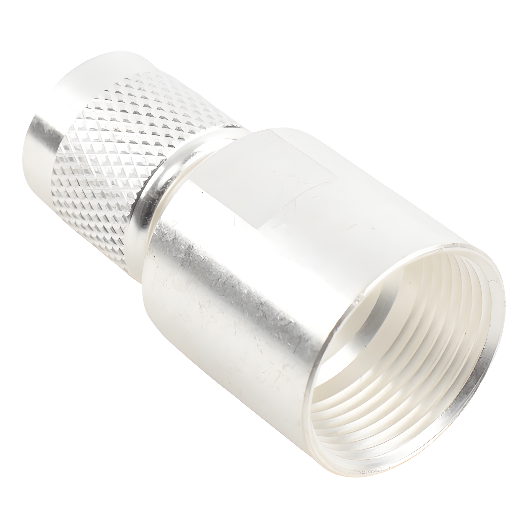 Conector Coaxial TNC Macho / 50 Ohm / Rosca / Para Cable LMR-400 y Equivalentes / Cuerpo Bronce Plateado / Contacto Oro / Aislante Teflón