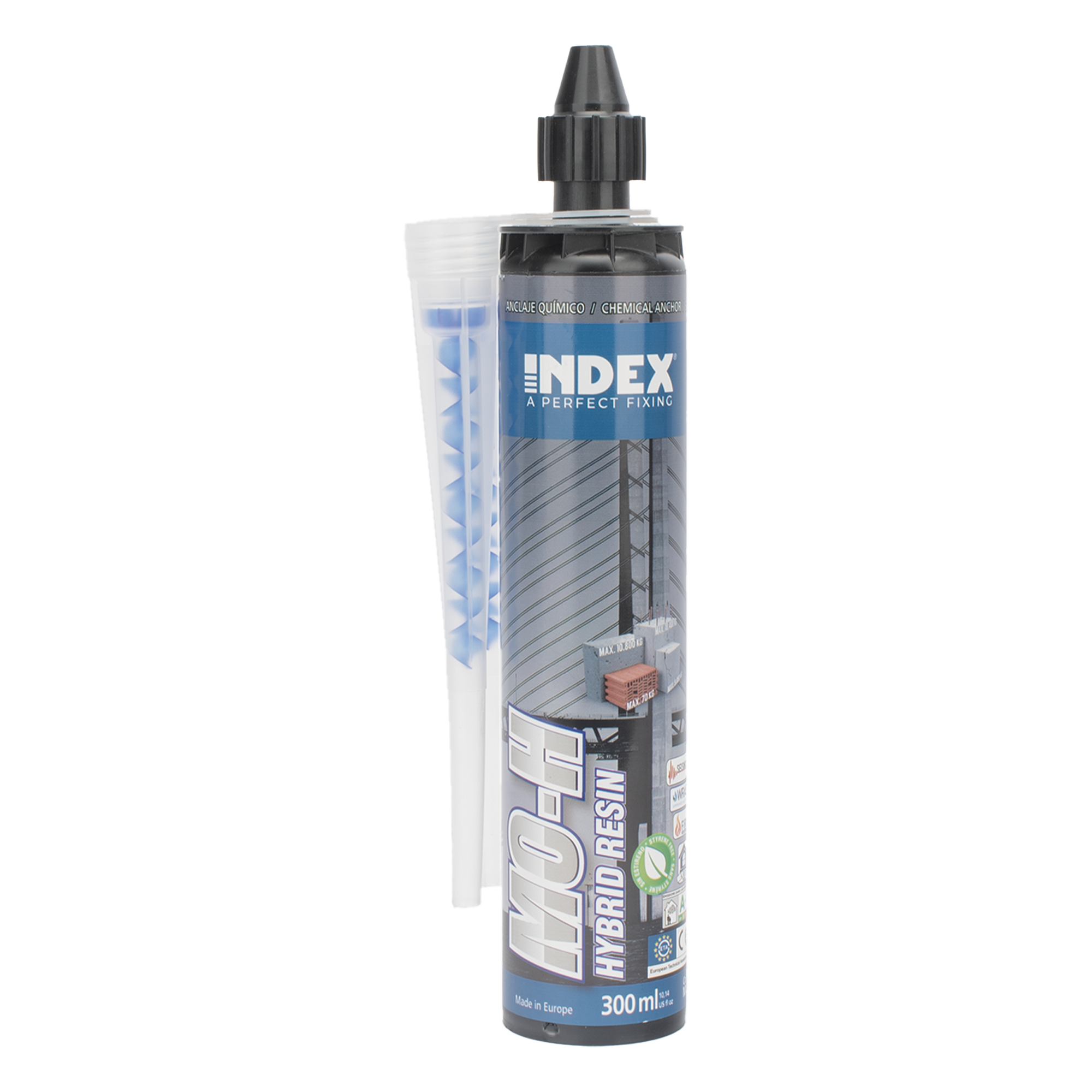 Resina Epoxy Vinylester / Sin Estireno / M8-M30 / Carga Sísmica C1 / 300 ml / -40°C a +80°C / WRAS / Resistencia al Fuego IBMB — INDEX · SKU MOH300