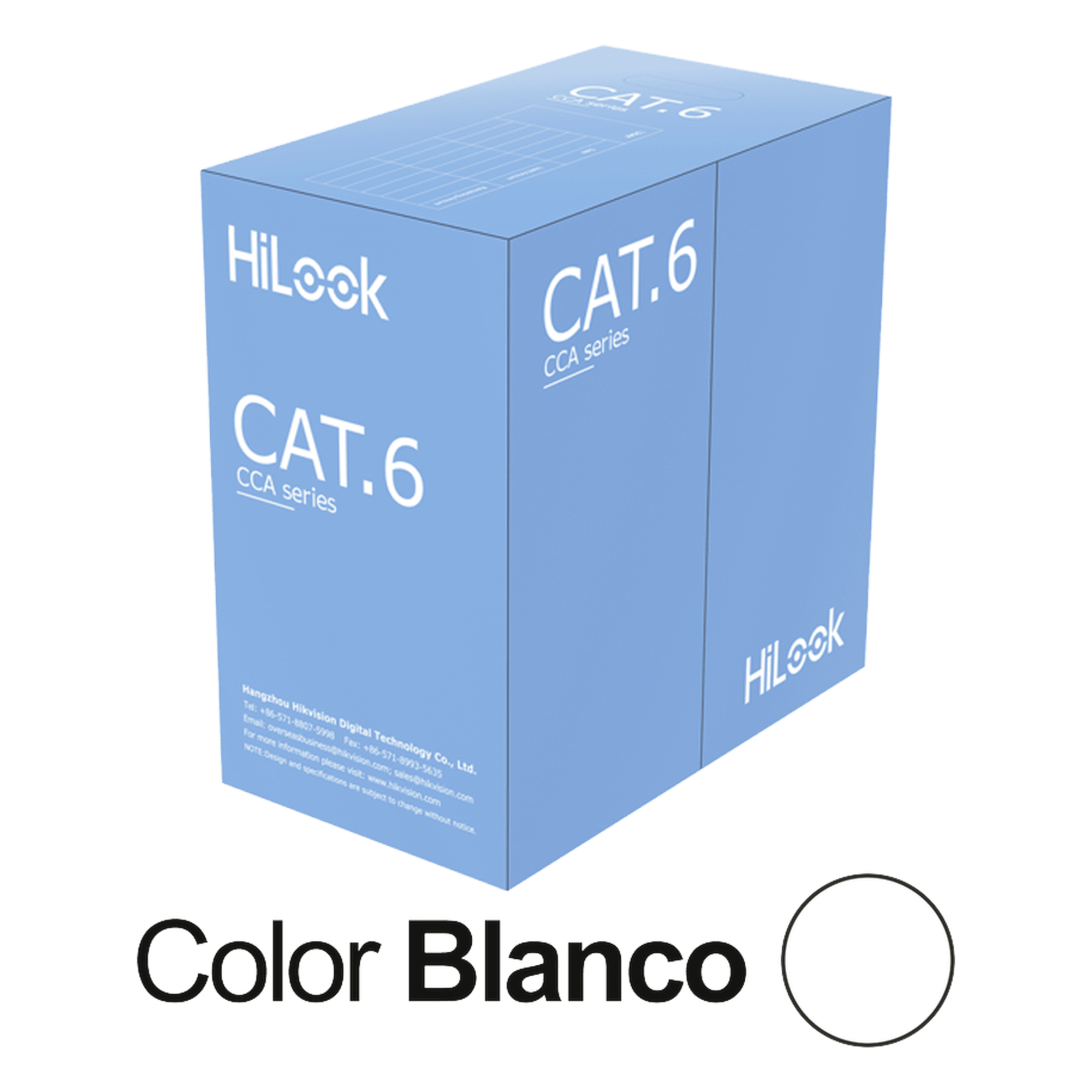 Cable de Red UTP Cat6 / 23 AWG / CCA / 305 m (1000 ft) / CPR Fca / -20°C a 70°C / Interior — HiLook by HIKVISION · SKU NC-1LN6UU/CCA/M