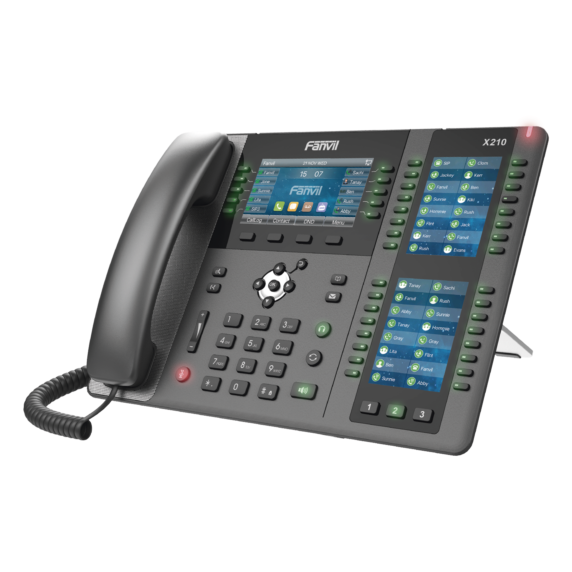 Teléfono IP / 20 Líneas SIP / Triple Pantalla Color / 106 Teclas DSS Programables / Bluetooth / PoE / Gigabit — FANVIL · SKU X-210