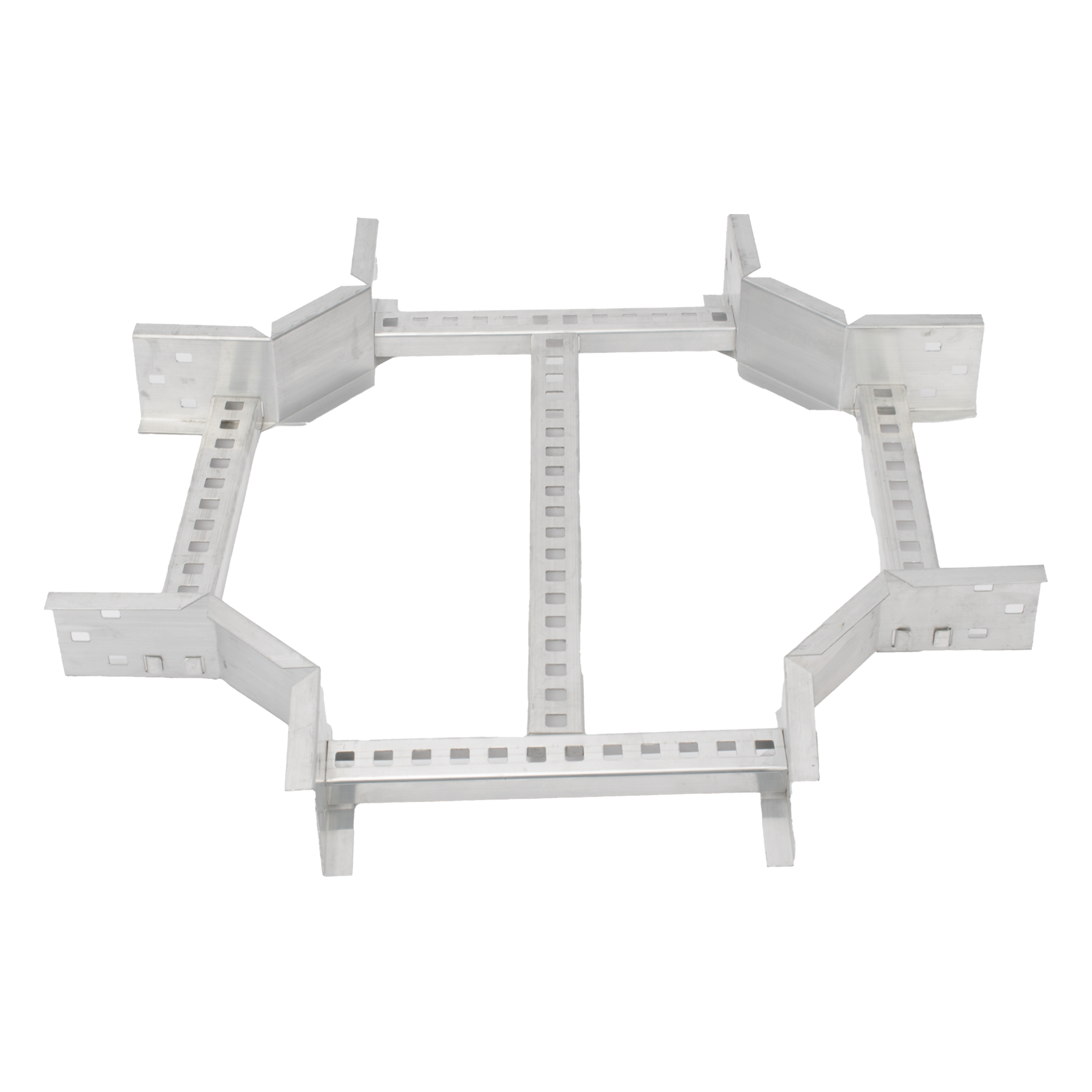 Derivación Horizontal X / Perfil Z / Peralte 3 1/4" / Ancho 9" / Radio 8" / Aluminio Portacables — CHAROFIL · SKU CHXE8R8X9AK
