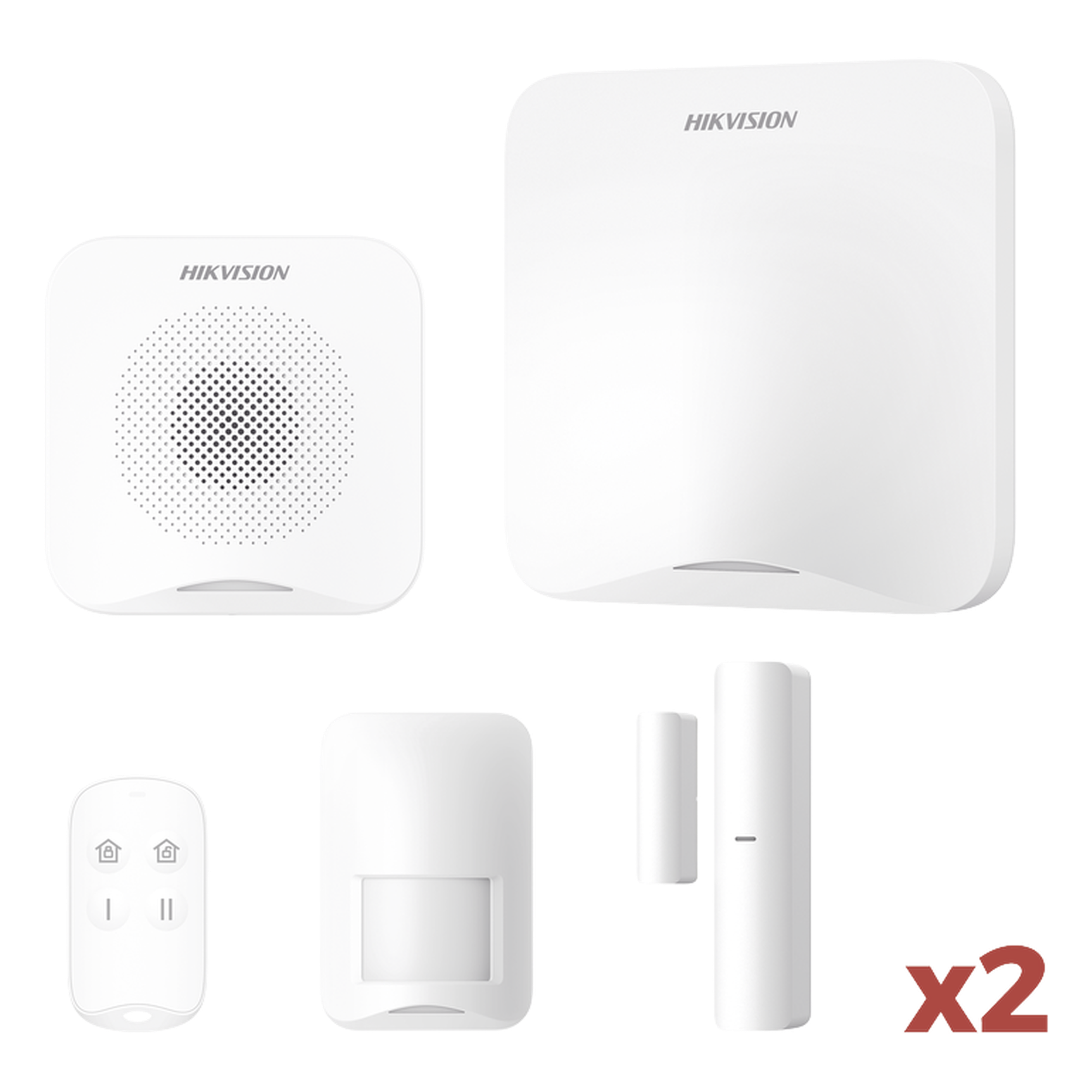 Kit de Alarma Inalámbrica / 16 Zonas / Wi-Fi y GSM 3G/4G / Alcance 1,200 m (3,937 ft) / PIR 10 m (32.8 ft) 90° / Compatible Hik-Connect — HIKVISION · SKU AXHOME-KIT-GSM