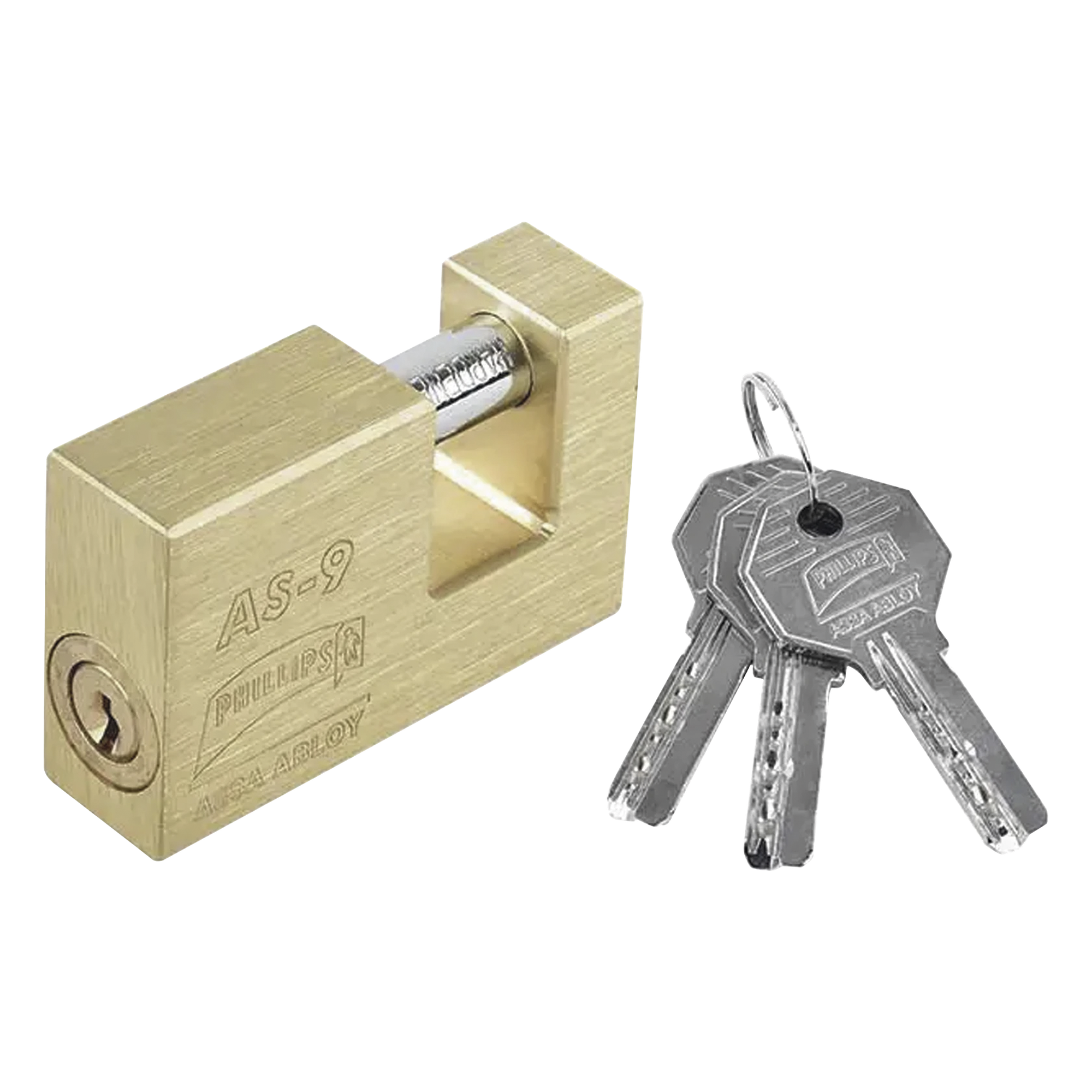 Candado para Cortina Metálica / 11 Pernos de Combinación / Cilindro de Latón Macizo / Pasador de Acero Cementado en Cromo / Anti-Palanca / Anti-Impacto / Anti-Segueta — PHILLIPS-ASSA ABLOY · SKU MX2185