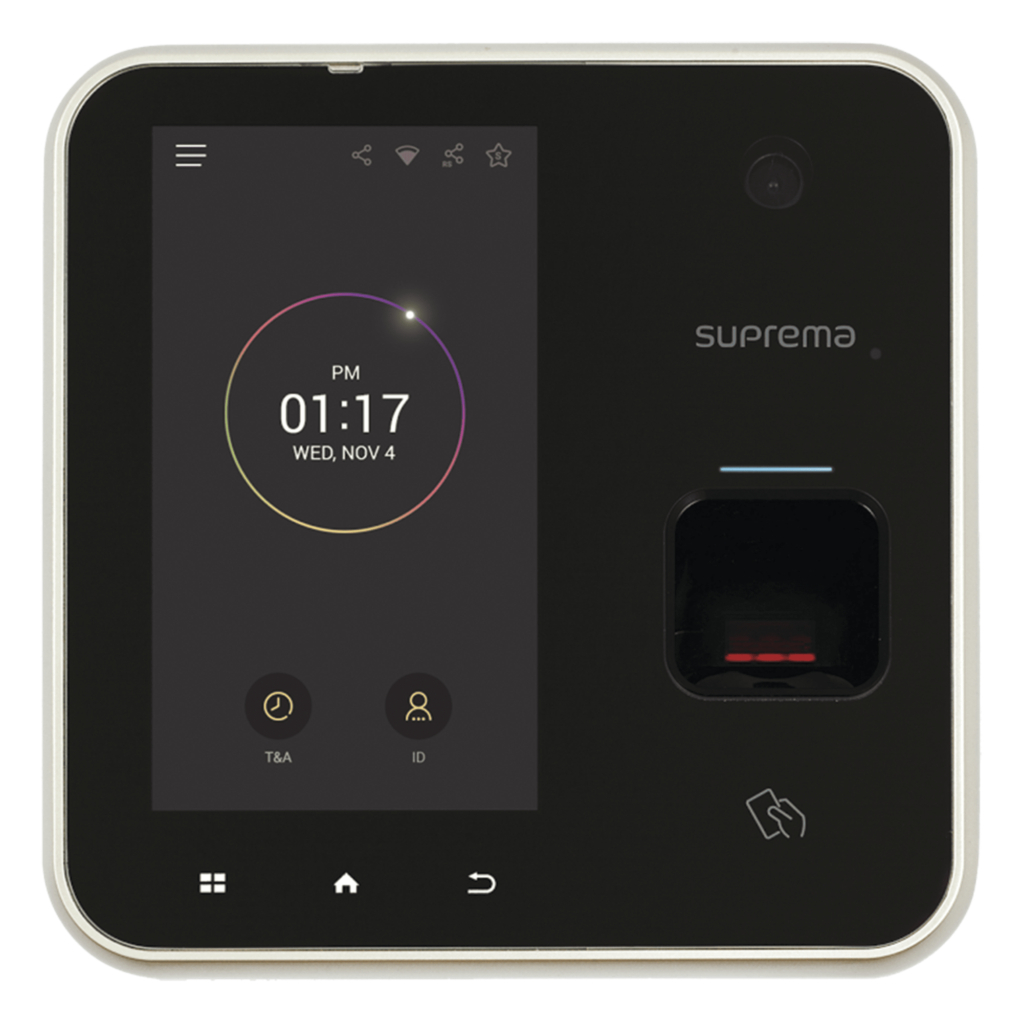 Terminal Biométrica IP / Pantalla Táctil LCD 5" / WiFi 802.11b/g / PoE / Lector EM 125kHz / 500,000 Usuarios — SUPREMA · SKU BSA2OEPW