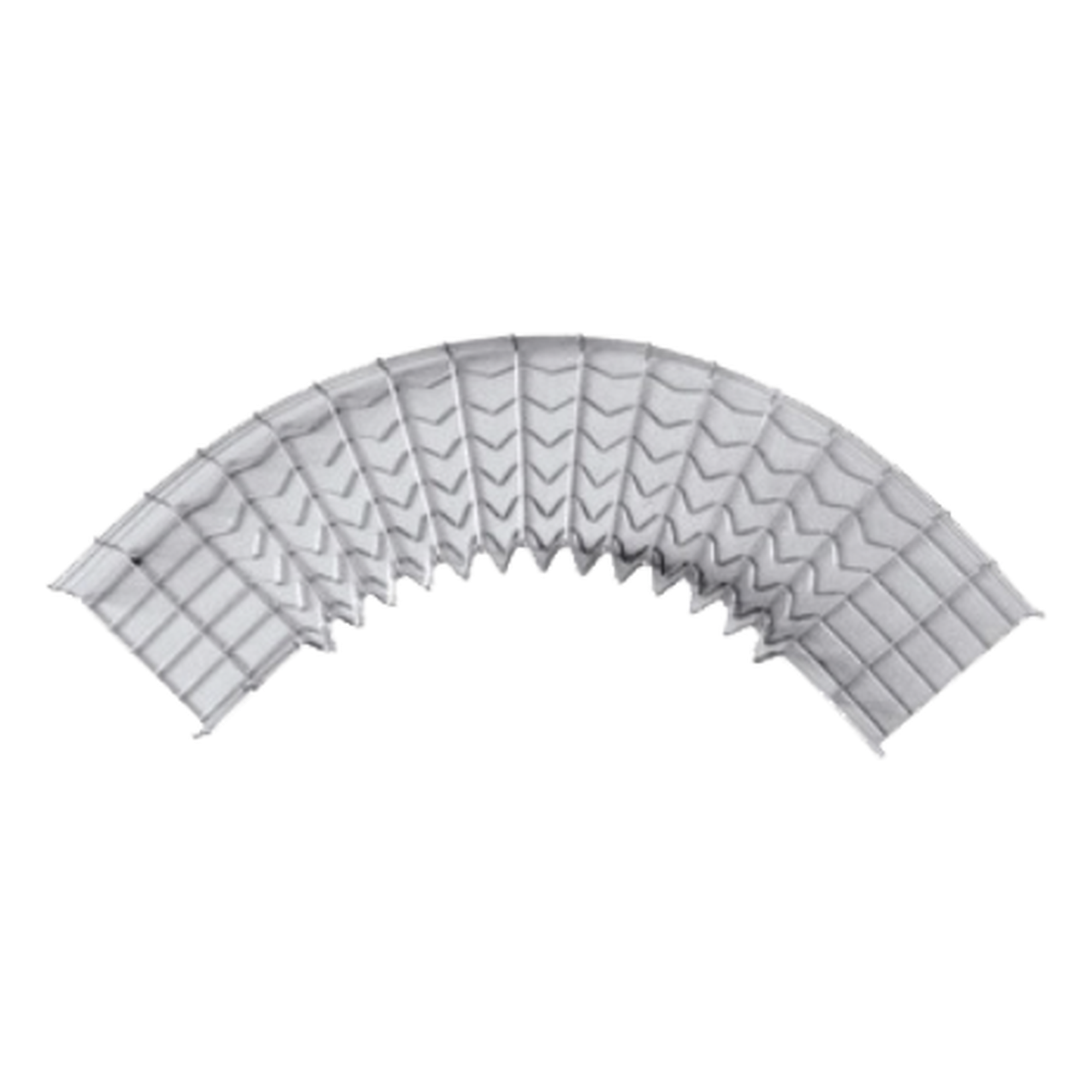 Curva Pre-Fabricada Horizontal / 90° / Peralte 54 mm / Ancho 150 mm / Electrozincado / Interior — CHAROFIL · SKU CH-C90-54/150EZ