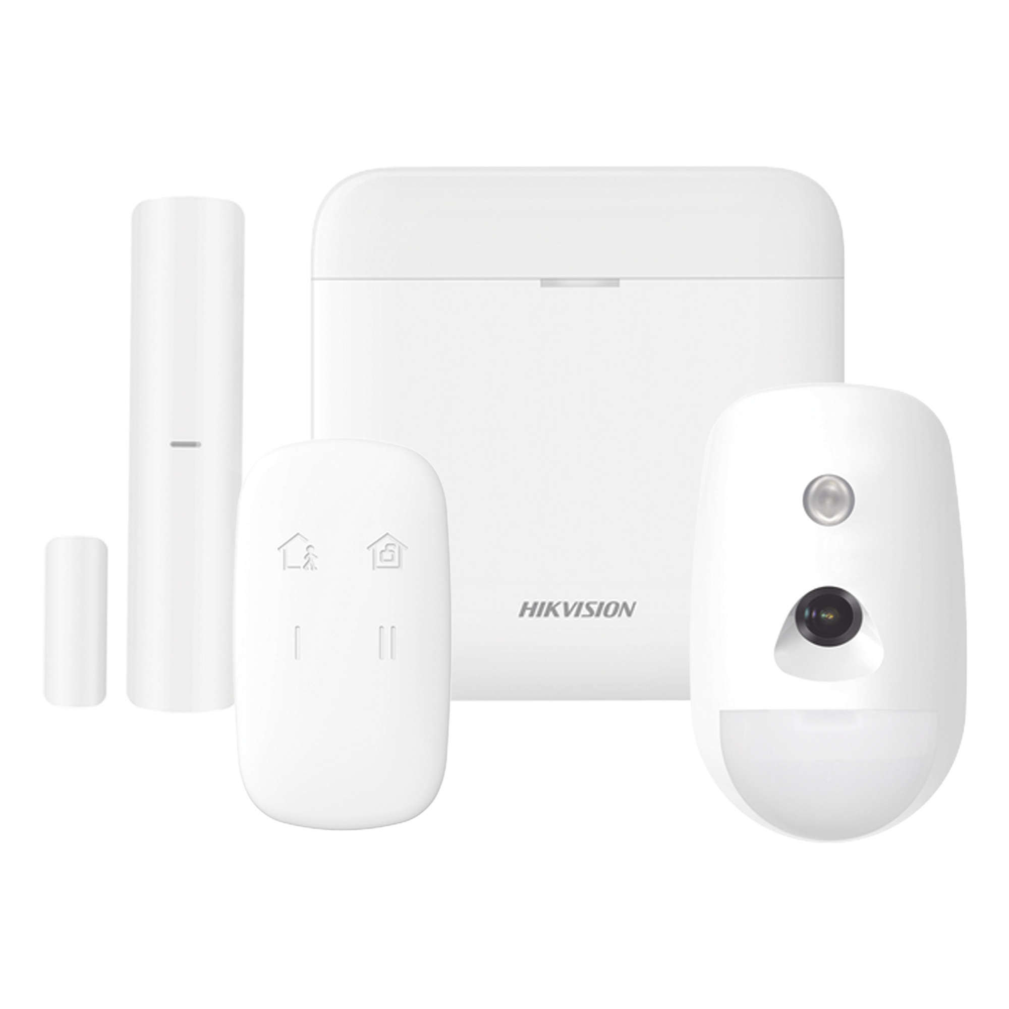 Kit de Alarma Inalámbrica / 48 Zonas / PIR con Cámara 640x480 / Cifrado AES-128 / Wi-Fi / Batería de Respaldo 3 Años — HIKVISION · SKU DS-PWA48-K-CAM