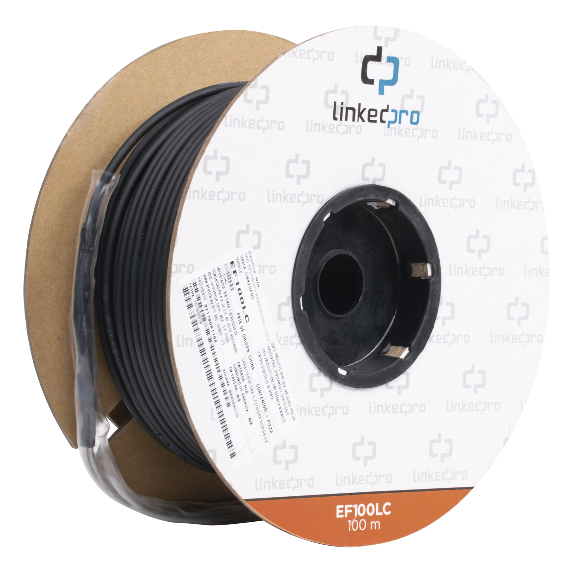 Carrete de Fibra Óptica / Monomodo 9/125 / LC-LC Dúplex / 100 m (328.08 ft) / Kevlar / Subterráneo — LINKEDPRO BY EPCOM · SKU EF-100-LC