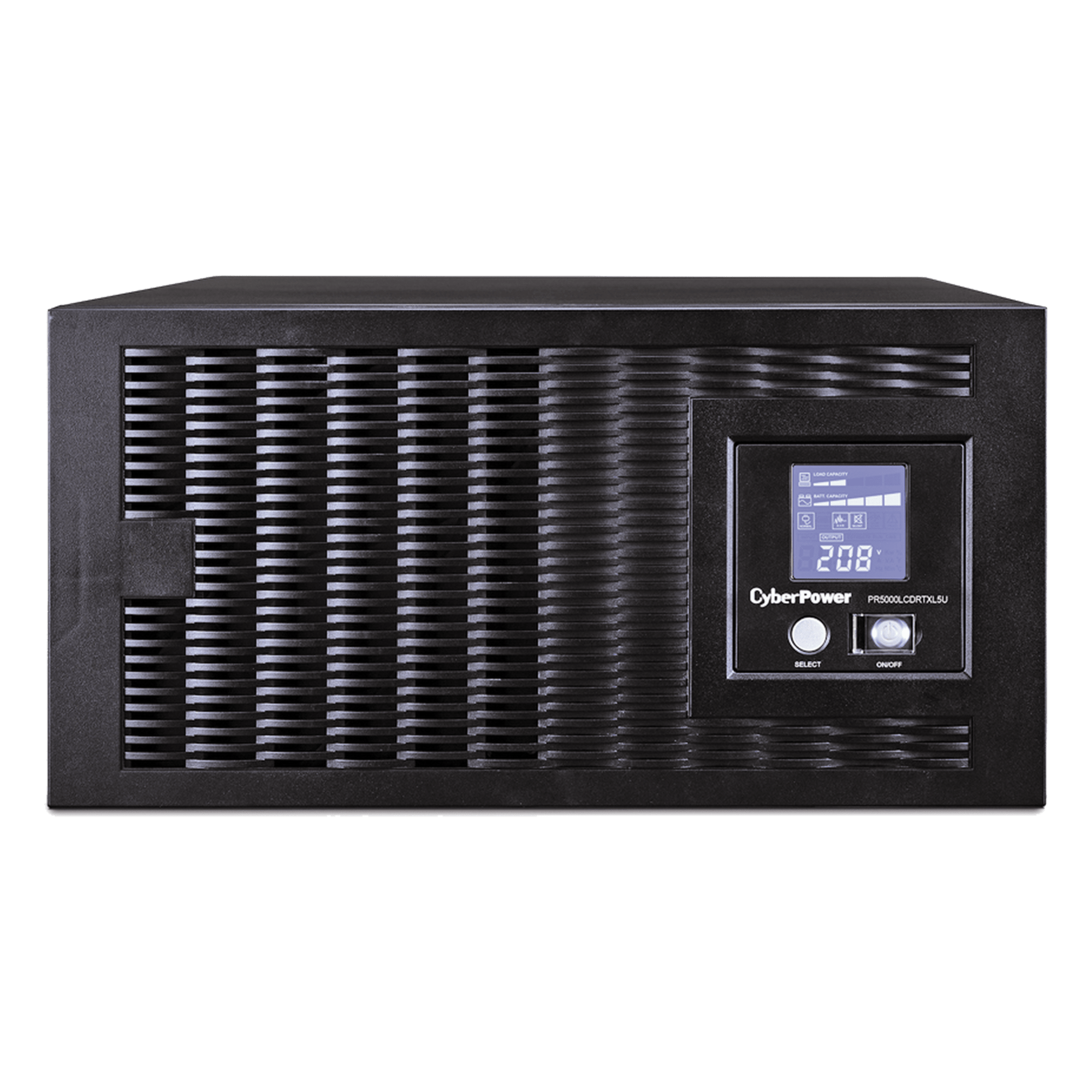 UPS Línea Interactiva / 5000 VA / 4500 W / 208 Vca Onda Senoidal Pura / Torre o Rack 5U / 5 Tomas NEMA L6-30R/L6-20R / Transferencia 4 ms — CYBERPOWER · SKU PR5000LCDRTXL5U