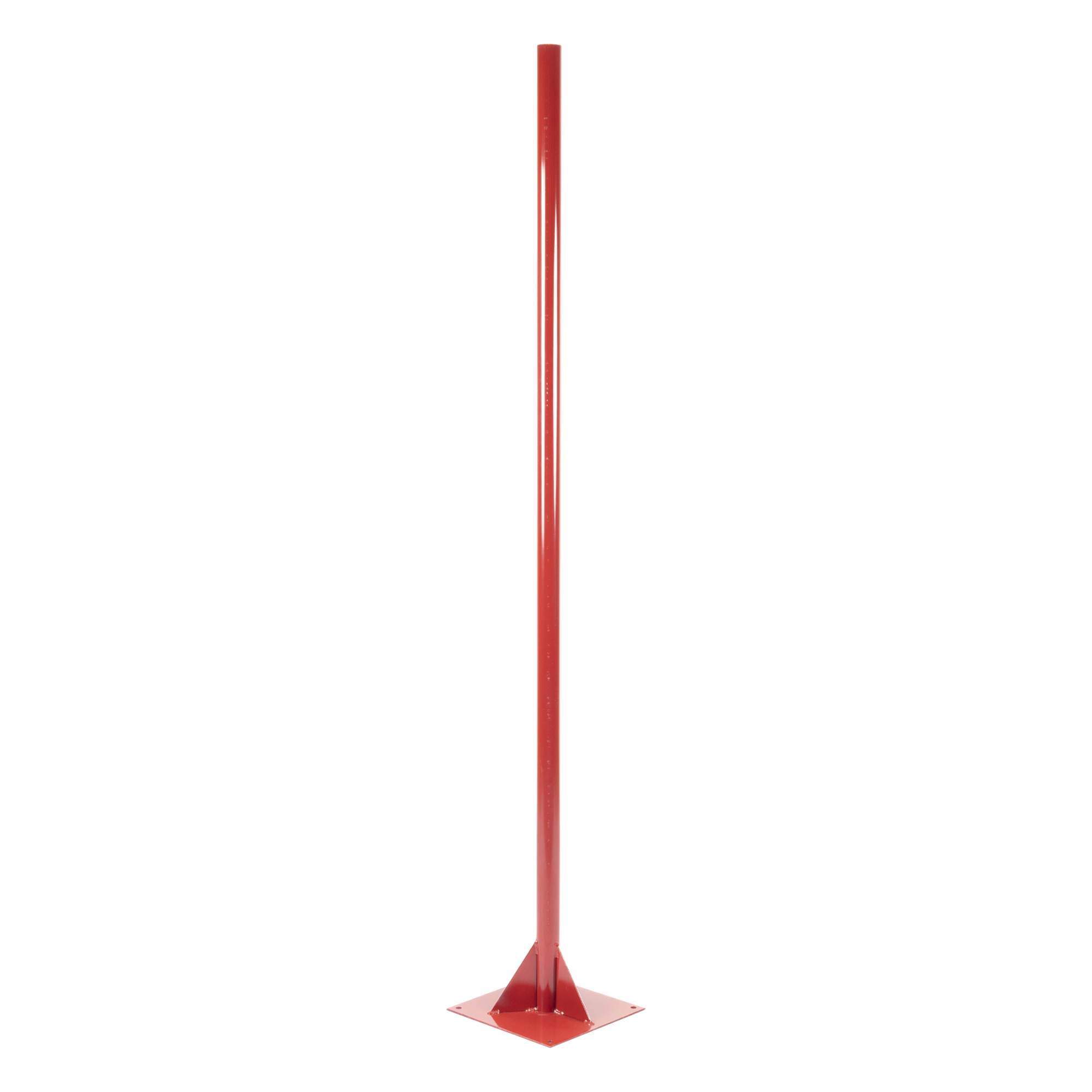 Base Plana con Mástil / Acero 30 x 30 cm / Tubo 1 7/8" Calibre 18 / Altura 2 m (6.6 ft) / Cartabones Inox 3/16" / Salida Cable 1" — TOTAL GROUND · SKU BP/M2