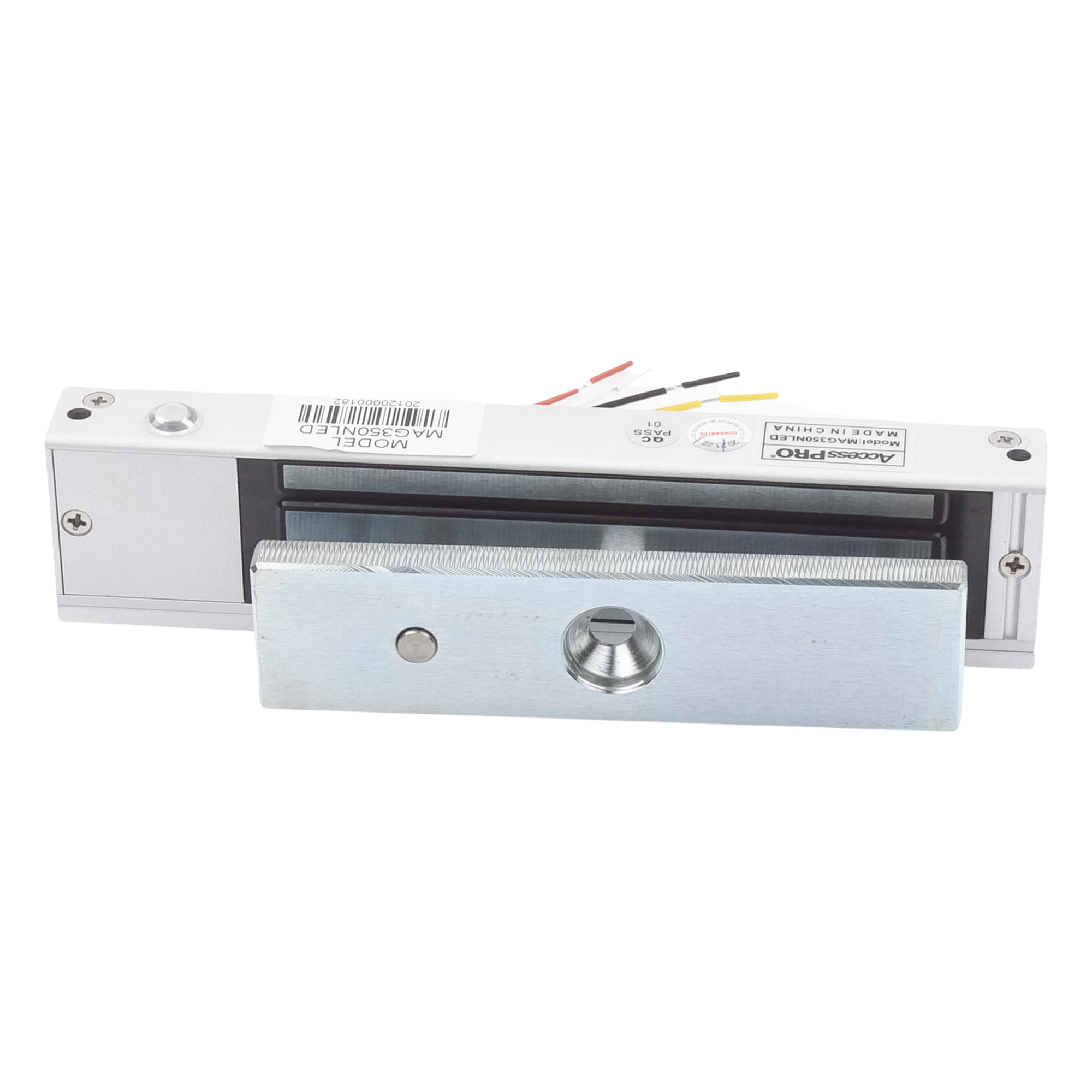 Chapa Magnética Electromagnética / 350 lbs (158.8 kg) / LED Estado / 12/24 VCC / Sensor NO/COM / Interior — ACCESSPRO · SKU MAG350NLED