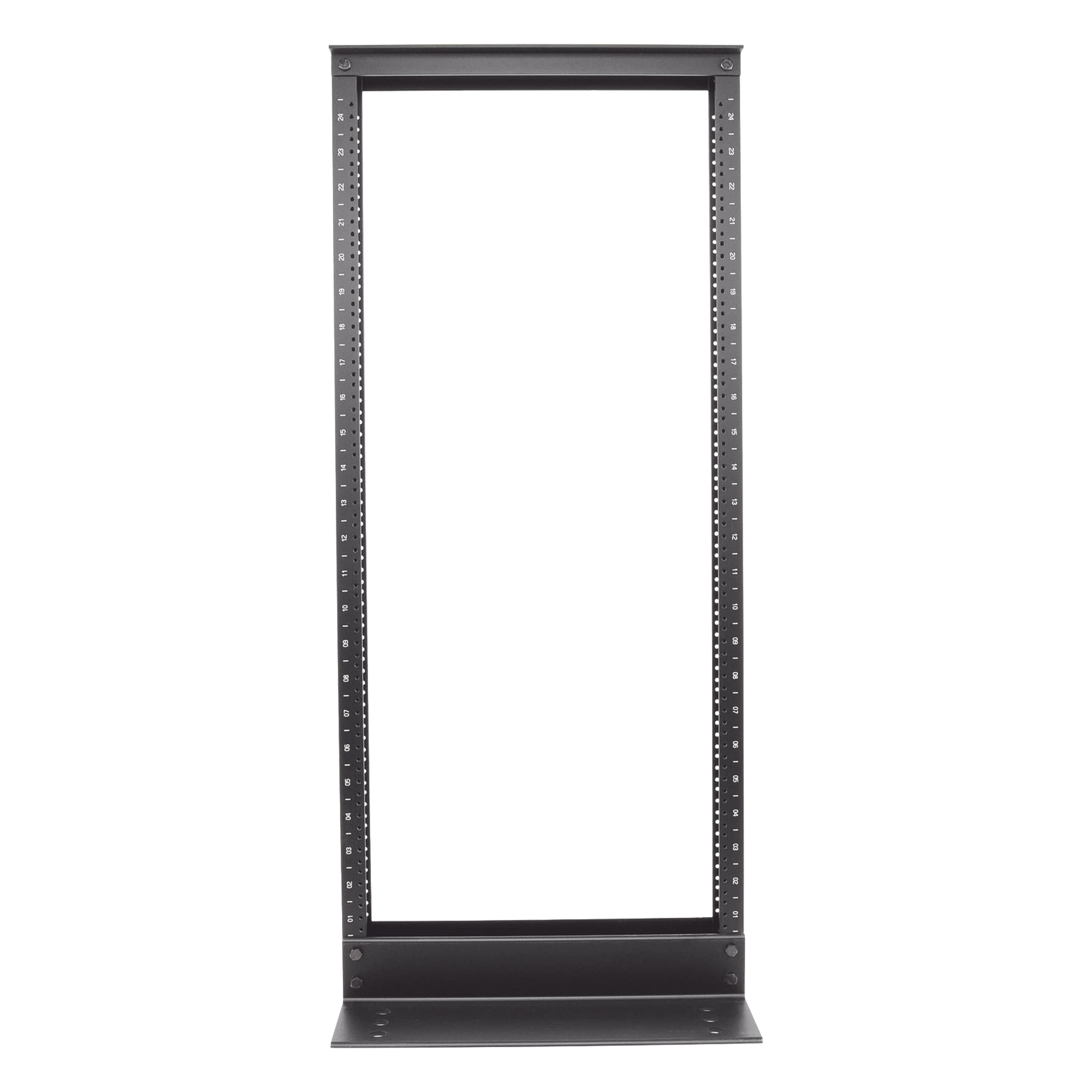 Rack de Dos Postes / 19 in EIA-310D / 24 Unidades de Rack / Aluminio / Carga 300 lbs (136 kg) / Rieles Roscados #12-24 / 1219 mm (4 ft) de Altura