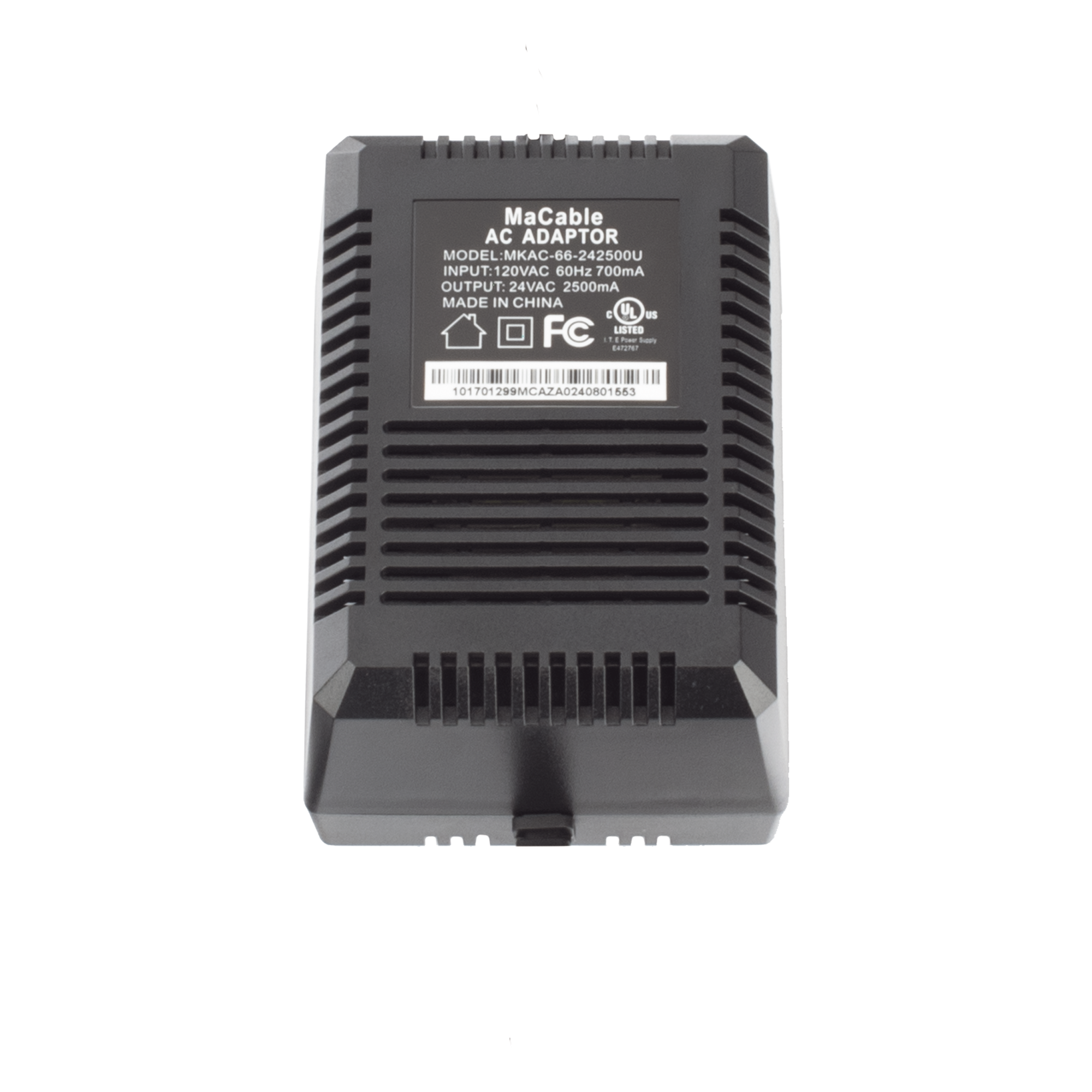 Transformador de 24 VCA / 2.5 A / 60 VA / PTZ TURBOHD e IP / Interior — HIKVISION · SKU MKAC-66-242500U