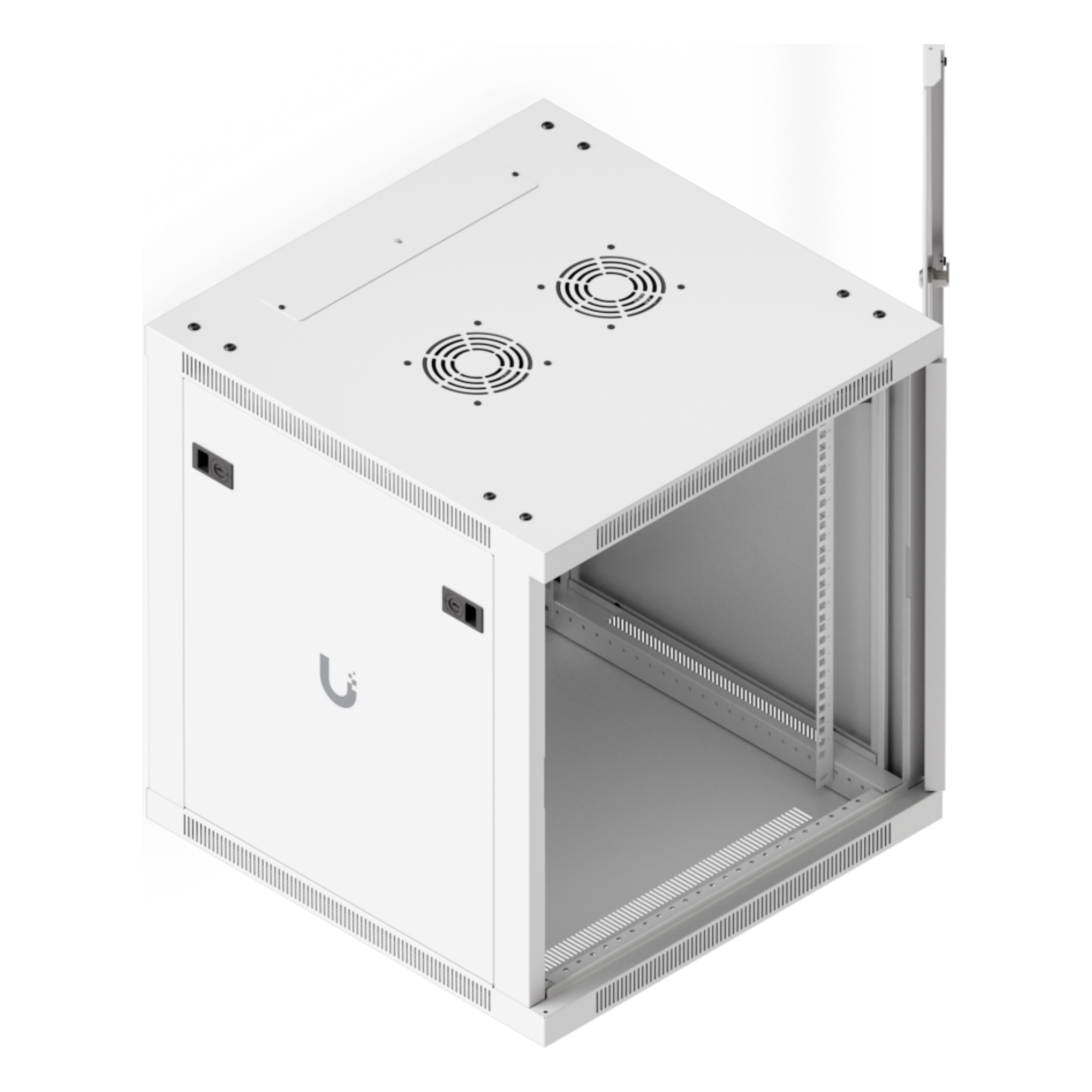 Gabinete Rack 12U / Montaje en Pared / 4 Postes / Vidrio Templado / Carga 80 kg (176 lb) / 598 × 600 mm