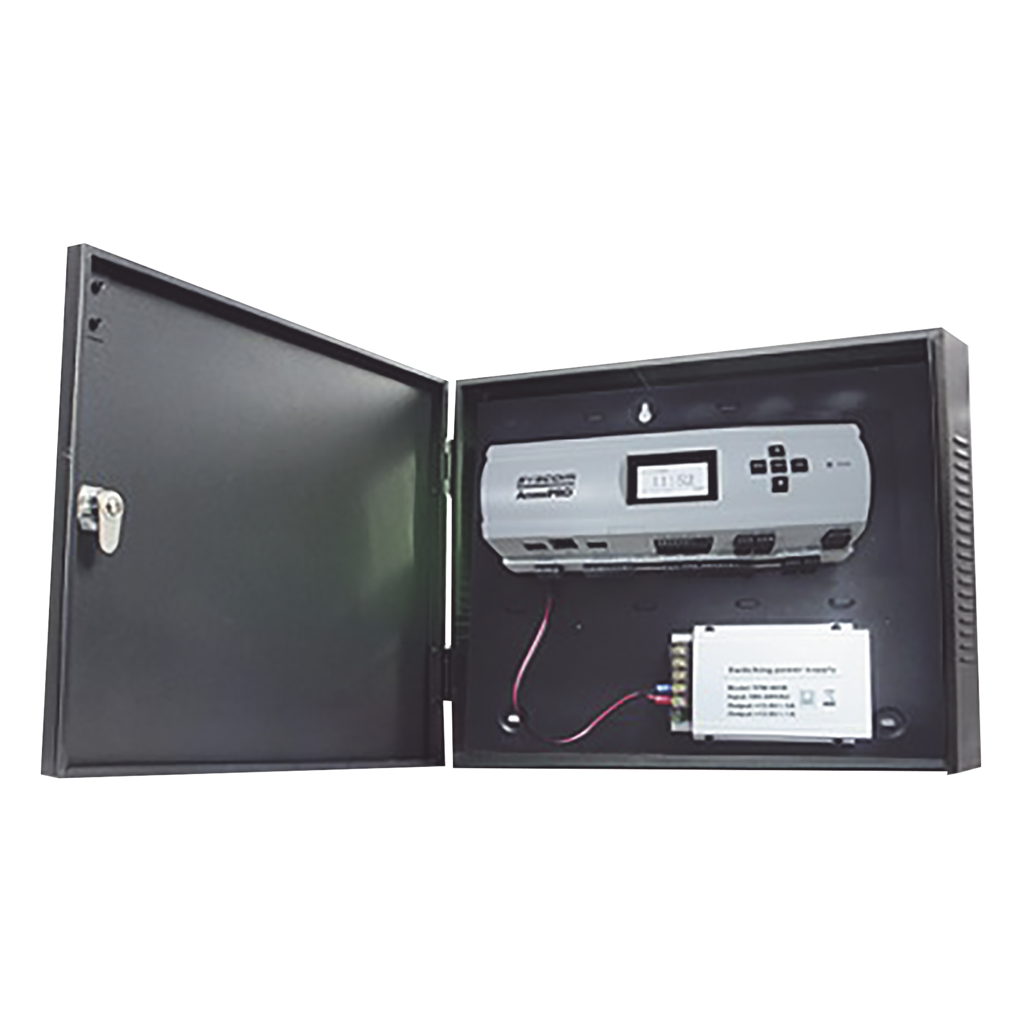Controlador de Acceso / 4 Puertas / Biometría Integrada / 3,000 Huellas / Compatible con Sistemas de Elevadores (10 Pisos) / Incluye Gabinete y Fuente de Alimentación 12Vcc/5A 