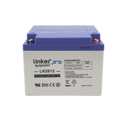 Batería de respaldo 12 V | 26 Ah AGM | Especial para Seguridad Electrónica | UPS | Sistemas de Emergencia | Vida útil 5 años | Terminales M5 