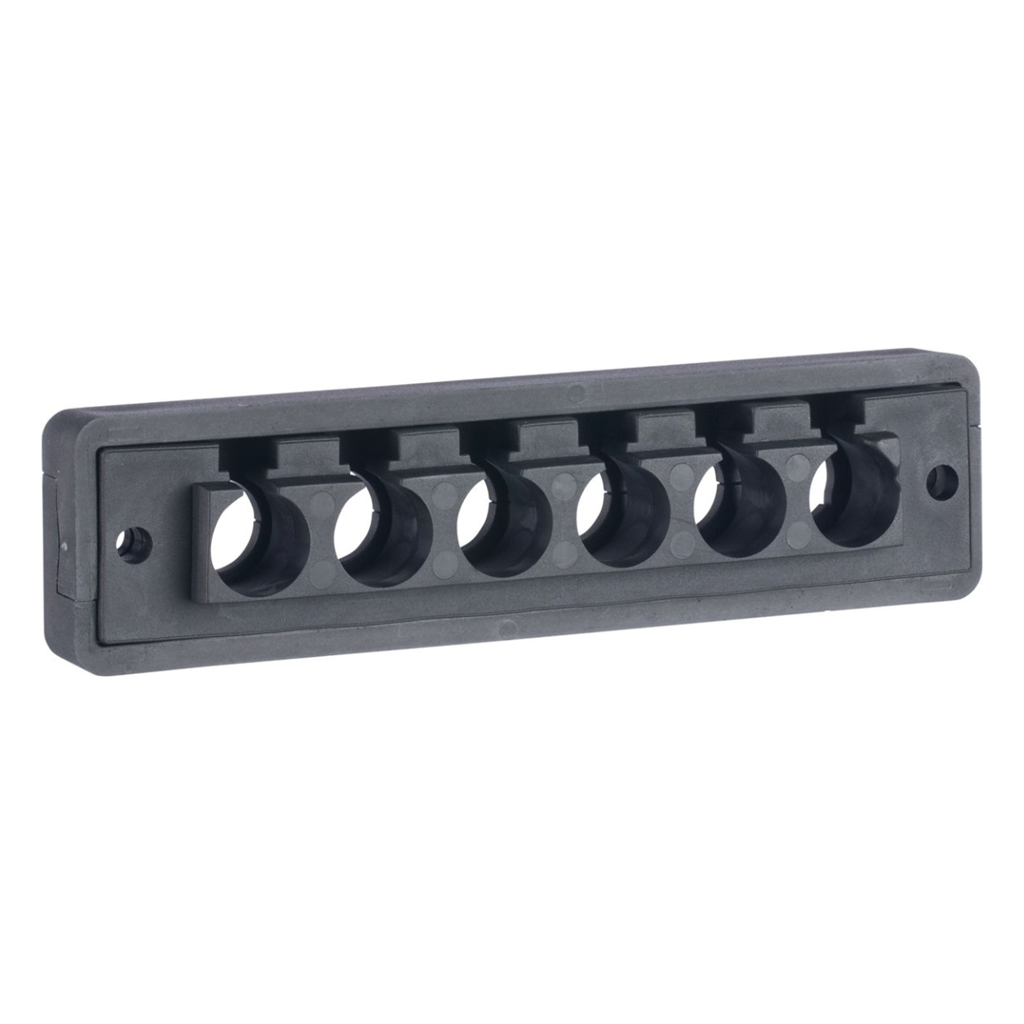 Pasacables  de 6 Orificios en Línea 4.41" X 0.67" IP65,  para Cables Terminados, Color Negro