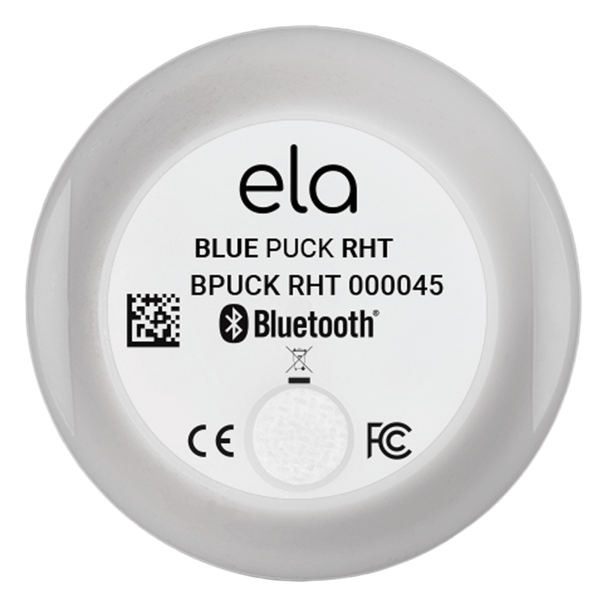 Sensor BLE de Temperatura y Humedad / Rango -40°C a +85°C / Alcance 500 m (1640 ft) / IP65 / Autonomía 18 Años / NFC — ELA Innovation · SKU BLUEPUCKRHT