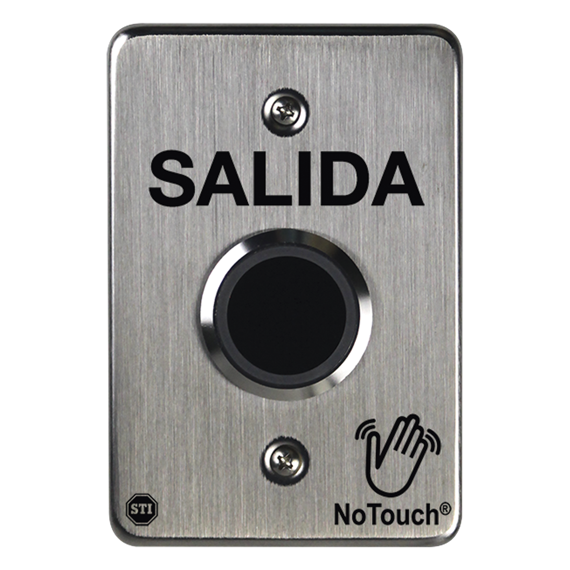 Botón de Salida NoTouch / IR Sin Contacto / Acero Inoxidable 304 / Tiempo Ajustable 0.5-20 s / Contacto Seco C / LED Bicolor