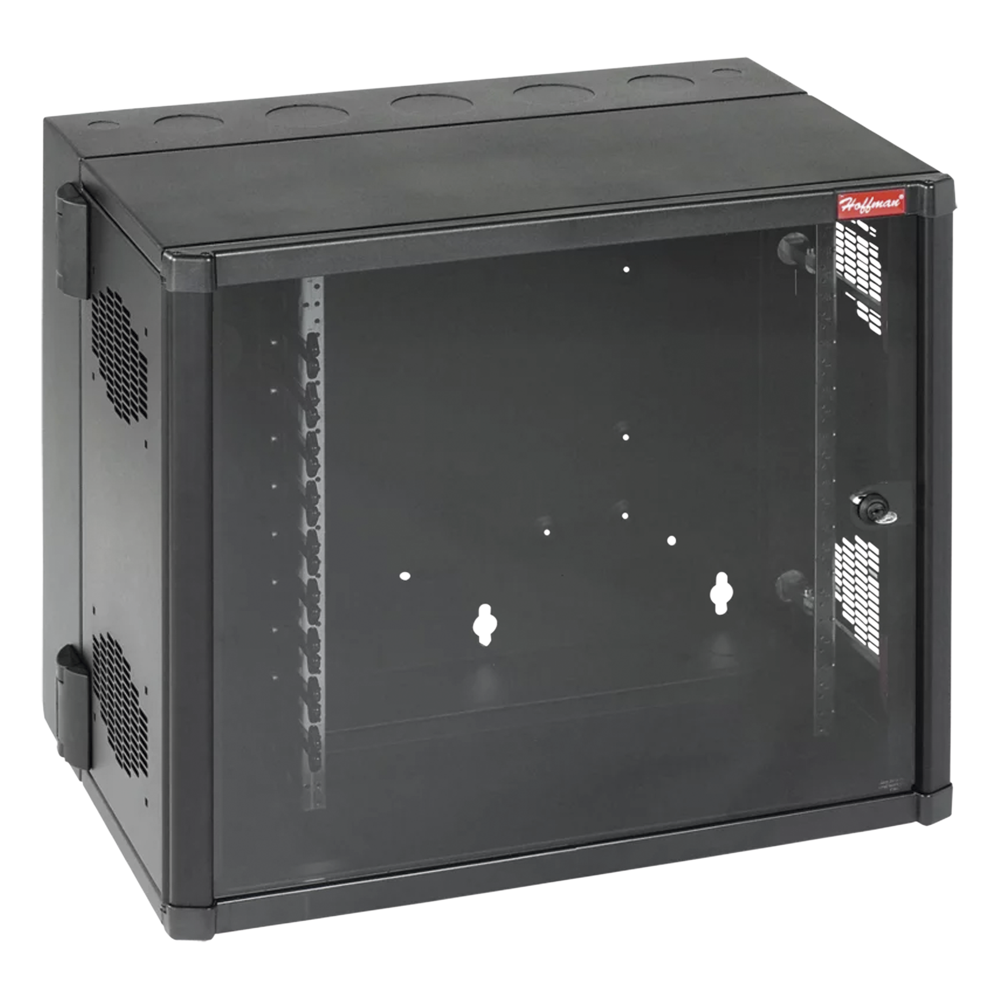 Gabinete de Pared 19in / 12 UR / Profundidad Extendida 635 mm (25 in) / Puerta Vidrio Templado / NEMA 12 / Montaje Sin Herramientas — HOFFMAN · SKU EWMW242825