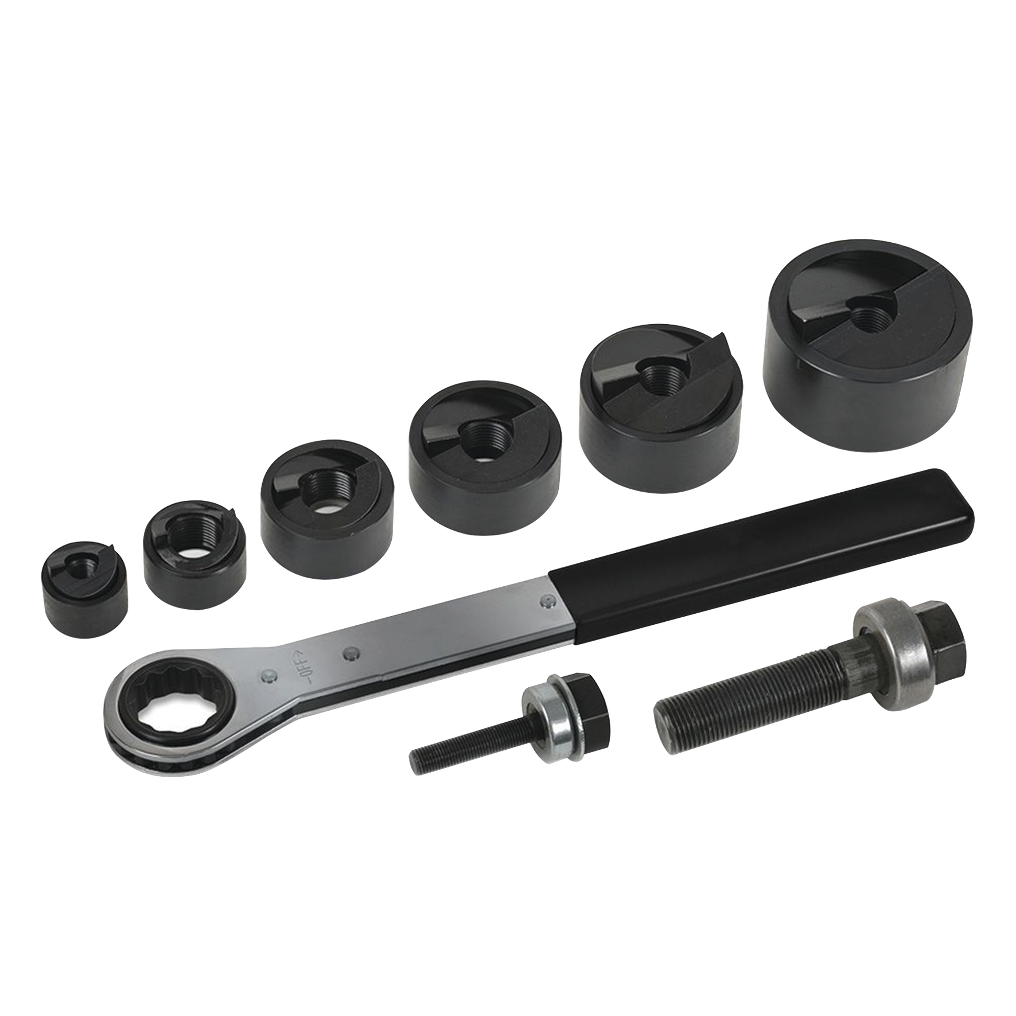 Juego de Sacabocados / 6 Piezas / 1/2 a 2 Pulgadas (12.7 a 50.8 mm) / Con Llave Matraca y Estuche — KLEIN TOOLS · SKU 53732SEN