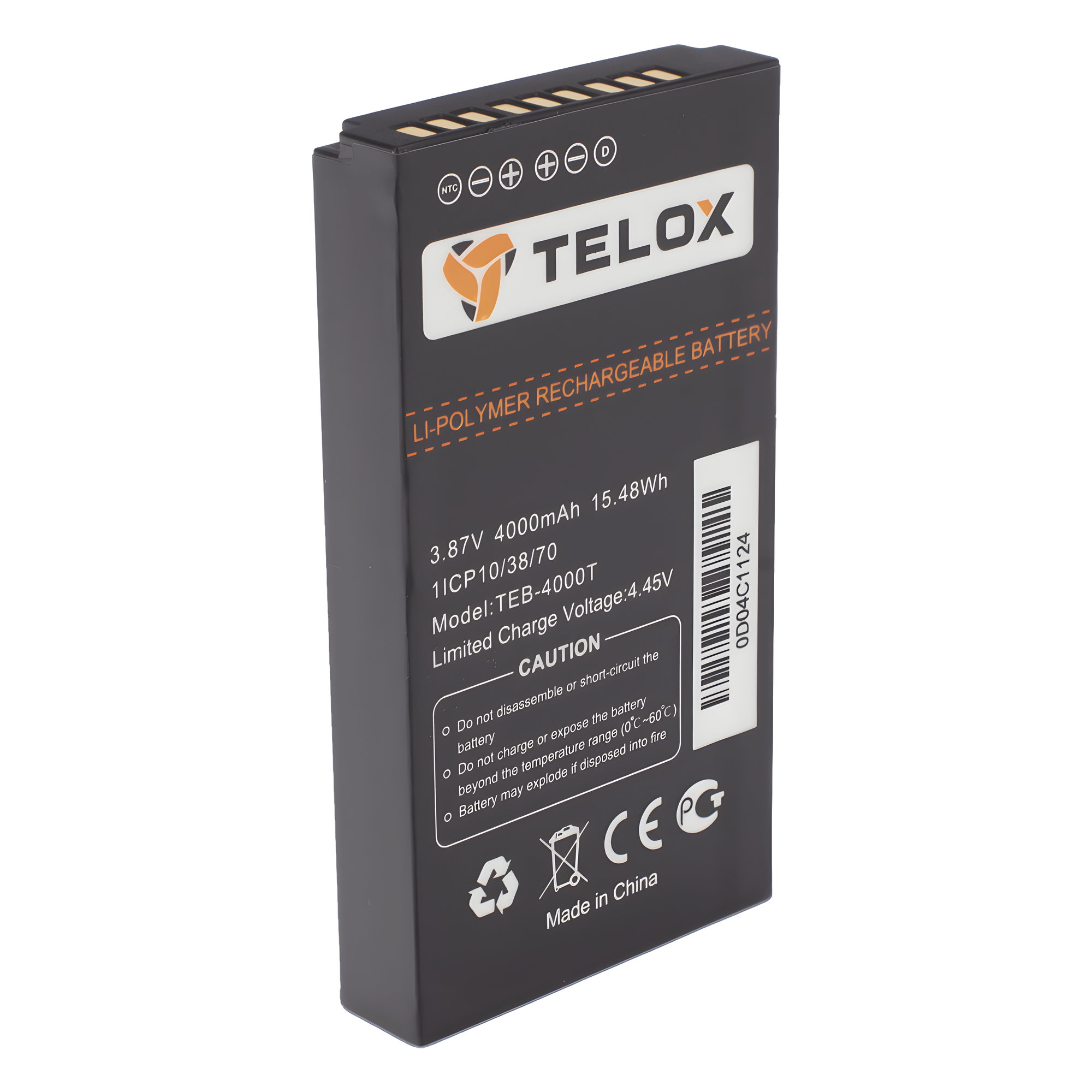 Batería Li-Ion / 4000 mAh / 3.8 VCC / 13.68 Wh / Carga 4.35 VCC