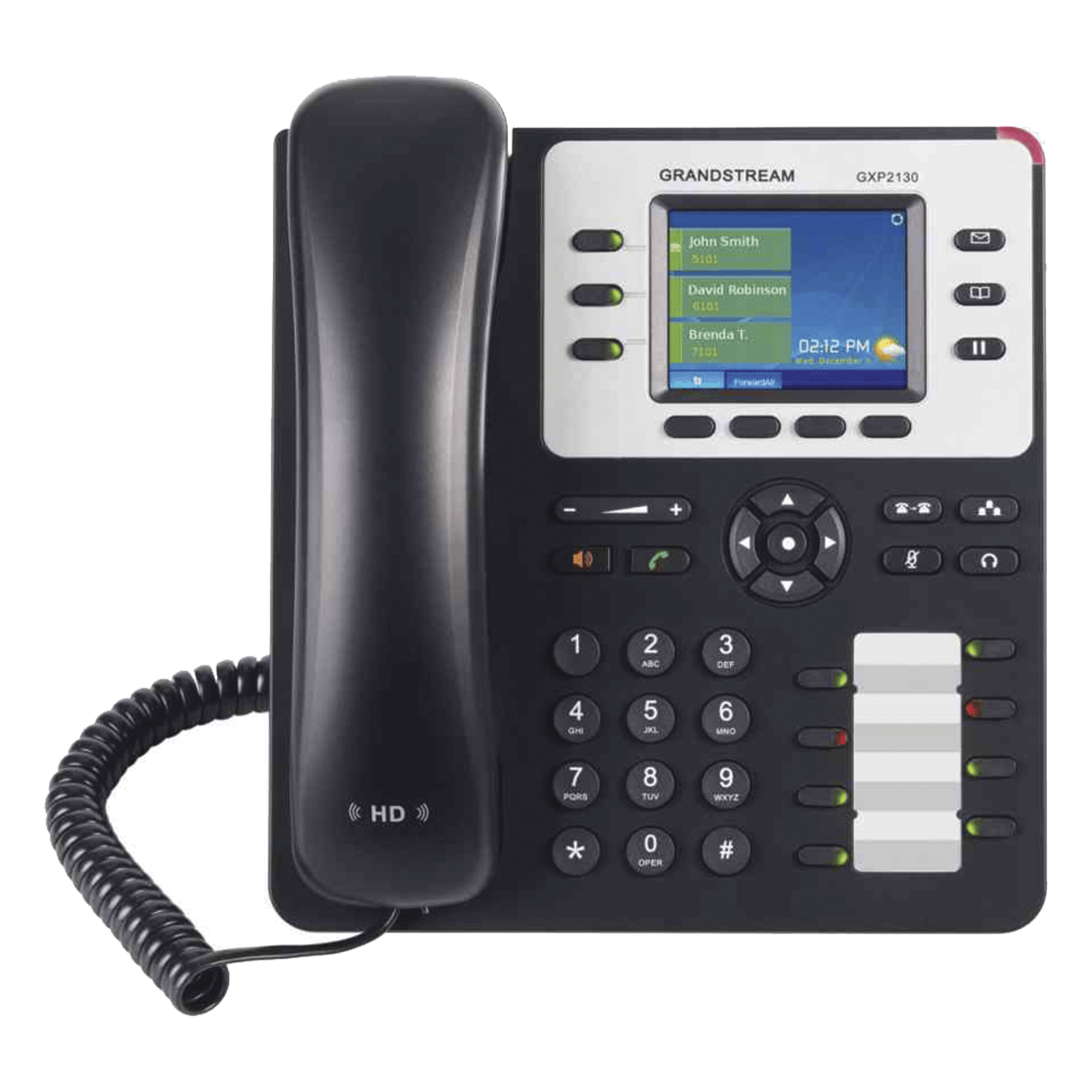 Teléfono IP Empresarial / 3 Líneas SIP / Pantalla TFT LCD 2.8 Pulgadas / 8 Teclas BLF / Conferencia 4 Vías / PoE / Bluetooth / Dual Gigabit Ethernet — GRANDSTREAM · SKU GXP-2130