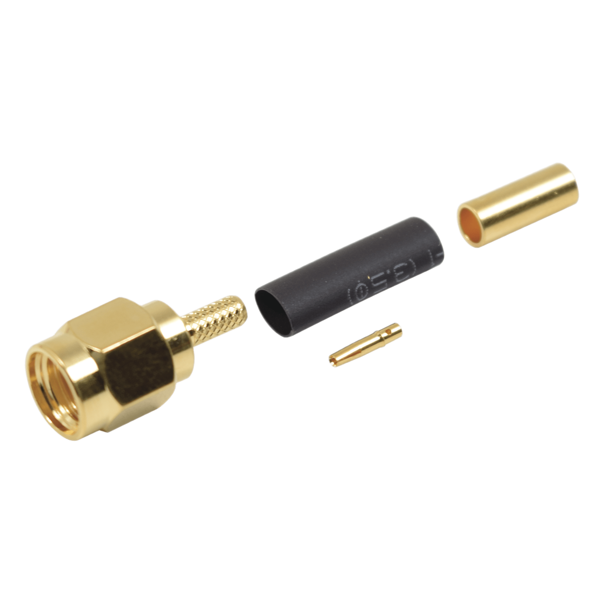 Conector SMA Macho Inverso / Anillo Plegable / Bronce con Oro / RG-174/U, RG-316/U — RF INDUSTRIES,LTD · SKU RP-3000-1B