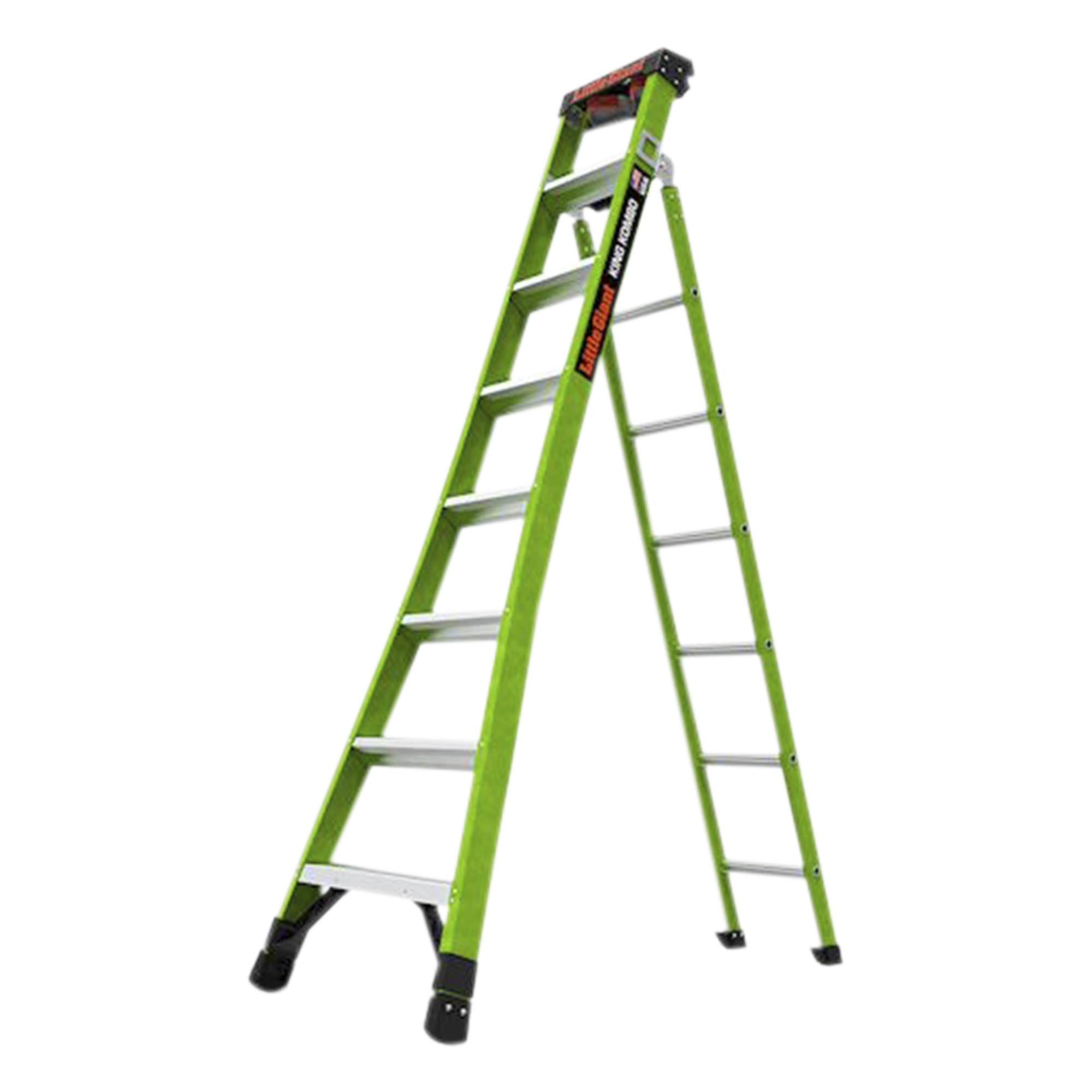 Escalera Combinada 3 en 1 / Fibra de Vidrio / 2.44 m (8 ft) / Capacidad 170 kg (375 lb) / Almohadilla Giratoria / No Conductora — Little Giant Ladder Systems · SKU KING-KOMBO2-8IAAC
