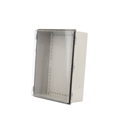 Gabinete Plástico ABS, Puerta Transparente, Uso en Intemperie (350 x 460 x 160 mm) Cierre por Broches Inoxidables y Permite Cerrado con Candado y Llave (Perno 5mm) No Incluido