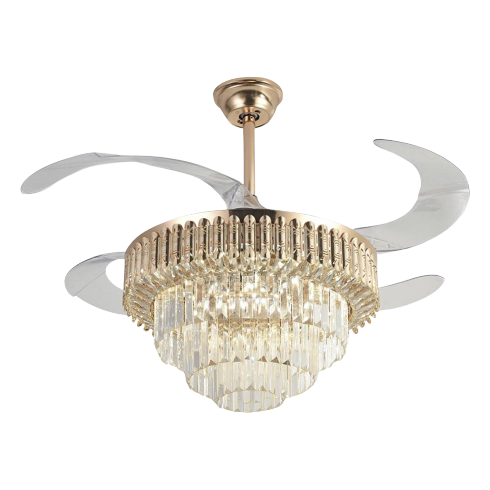 Ventilador de Techo con Luminario LED / 110 V CA 50/60 Hz / 88 W / 4500 lm / 2700-4000-6500 K / 3 Tonos de Luz / 1075 mm (3.5 pies) / 6 Velocidades / No Dimeable — JWJ · SKU JLV-042
