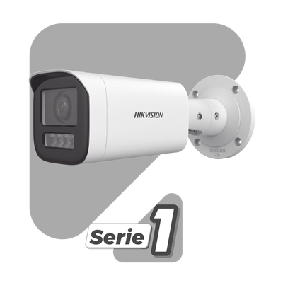 Bala IP 4 Megapíxel / Lente Mot. 2.8 a 12 mm / Dual Light (50 mts IR + 50 mts Luz Blanca) / ACUSENSE Lite / Audio de Dos Vías /  Luz Intermitente y Alerta de Audio / Exterior IP67 / WDR 120 dB / PoE  / Micro SD